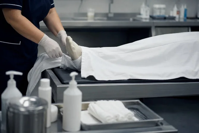 Preparação e conservação cuidada do corpo por profissional funerário